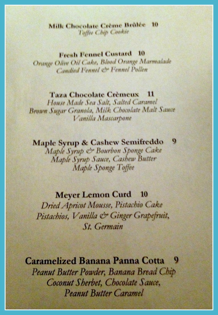 Dessert Menu
