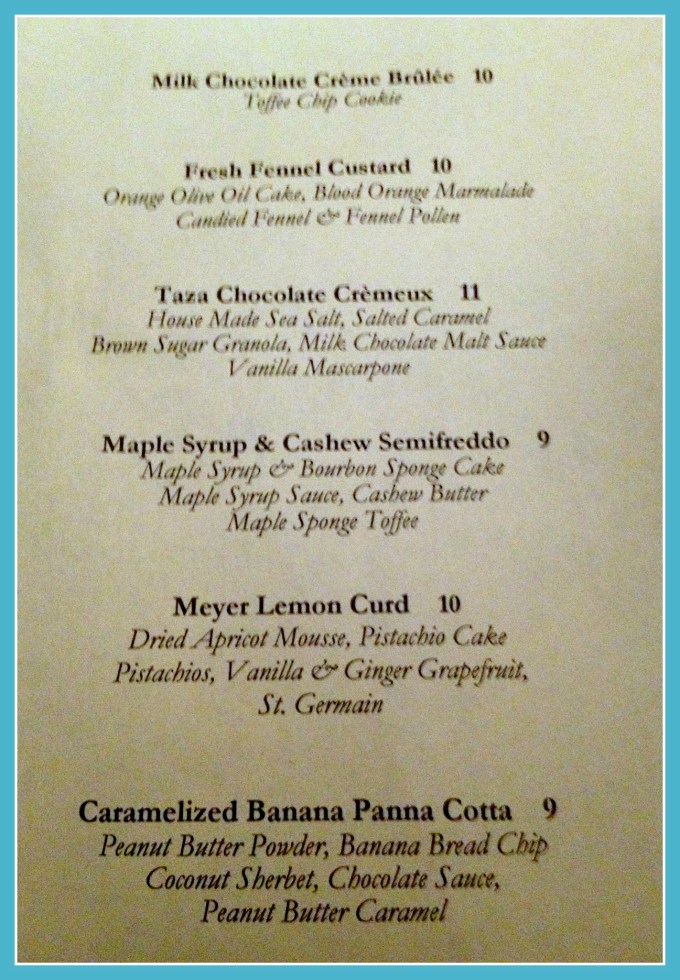 Dessert Menu