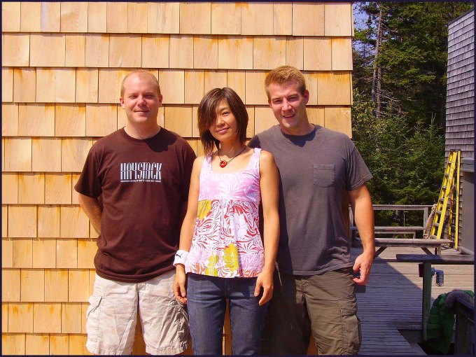 Matt Hutton (instructor on the far left), Yuri Kobayashi (TA in the center) and Cory Robinson (TA on the far right)