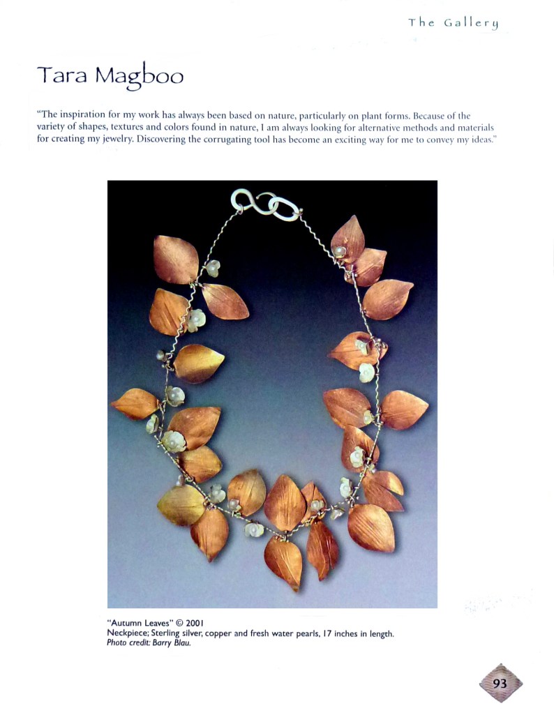 Page 93 features my "Autumn Leaves" necklace which incorporates the metal corrugation technique. 