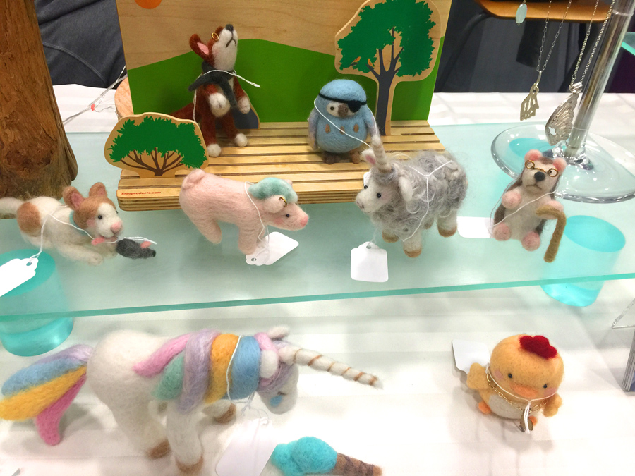 My felt menagerie on display.
