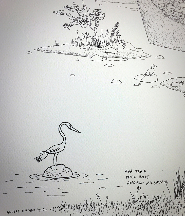 Anders made a little crane sketch and signed this book as well. 